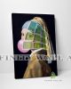 Vermeer Girl with Pearl Earring blowing Pink Bubble Gum Canvas Art Decor -C450