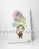 Cute Monkey with Pink Balloon Canvas Art Decor -C776
