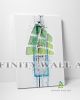 Blue Gin Bottle Watercolour Splash Splatter Canvas Art Decor -C900